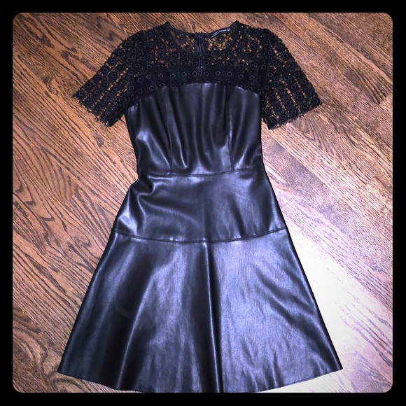 Zara Dresses & Skirts - Zara Black Lace & Leather Dress